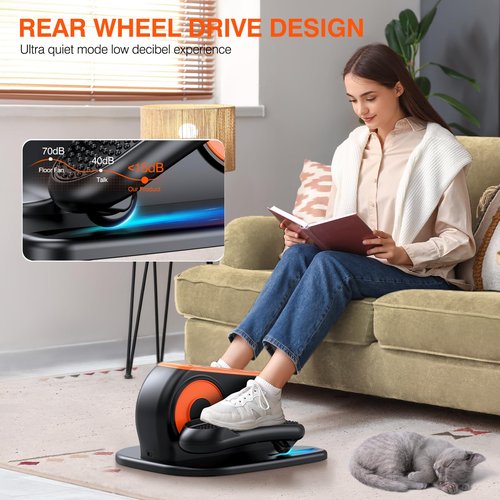 DUREXO Under Desk Elliptical Machine, Electric Ellipse Leg Exerciser While Sitting for Seniors, Quiet Portable Elliptical Machine with 12 Adjustable Speeds, Seated Pedal Exerciser with Remote Control