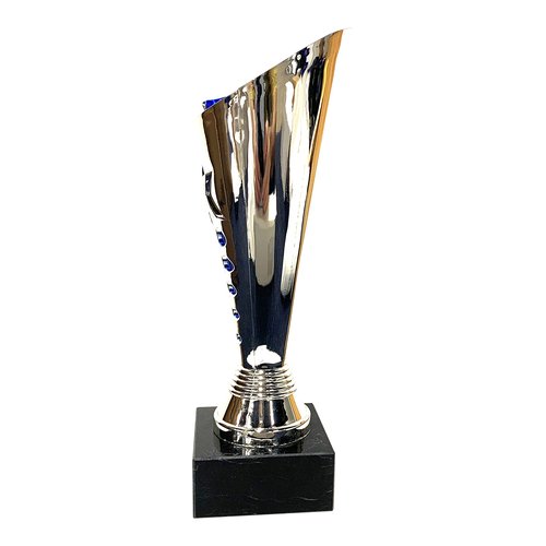 Express Medals Trophy Cup - Silver Blue Star Trophy with Marble Base for Sport Tournaments, Competitions, Recognition or Award, 9 Inches Tall x 3 Inches Wide at The top.