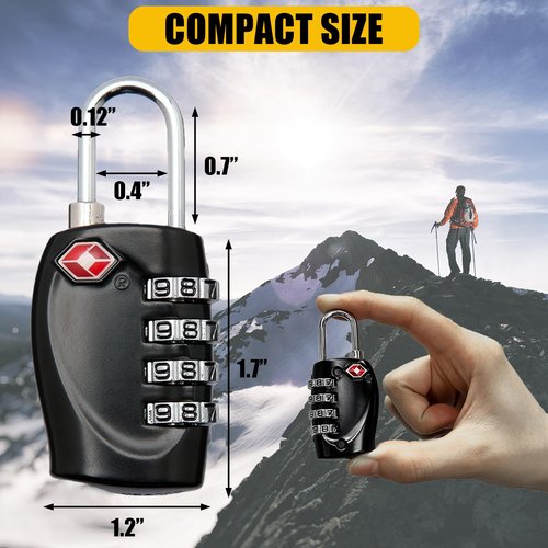 2 Pack TSA Approved Gun Case Locks - 4 Digit Travel Locks, Small Combo Padlocks for Pistol & Revolver Hard Cases