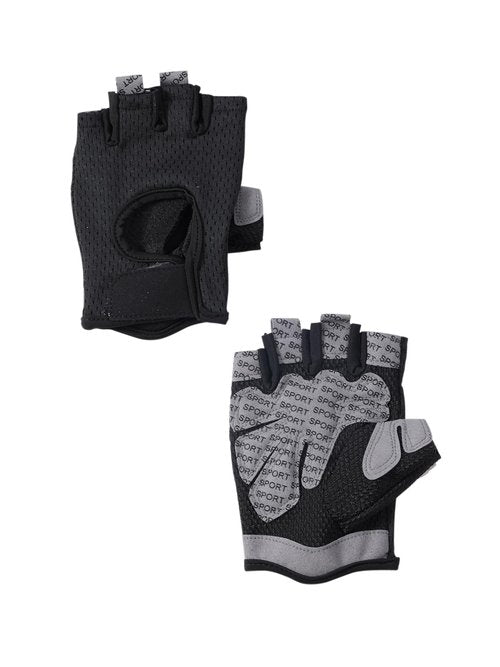 Weightlifting Gloves Half Finger & Back of Hand Cutout, Denser Sponge, Non-Slip Palm, and Sweat-Wiping Towel Panel, Black Size M