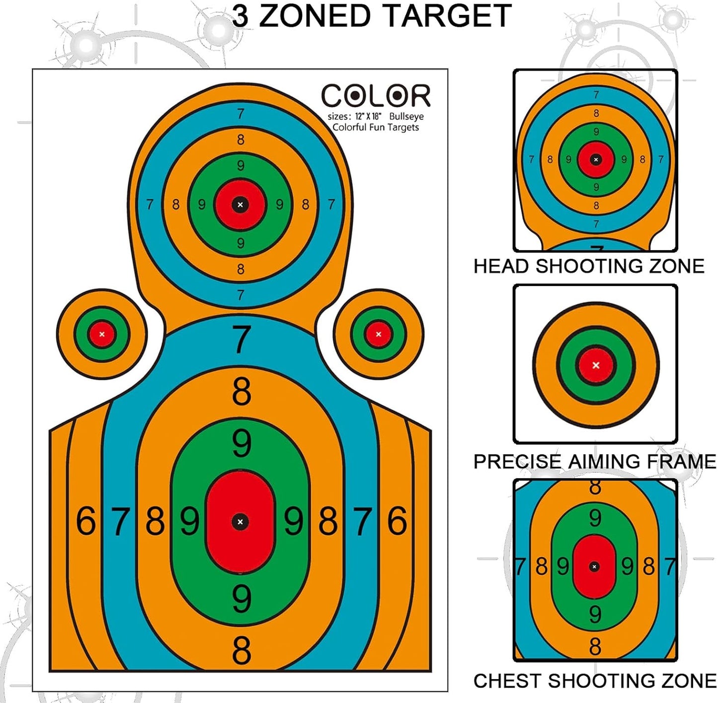 12x18 Inch High-Visibility Shooting Targets - Paper Silhouette for Precision Training, Handguns, BB Guns, and Airsoft (Indoor & Outdoor Use)