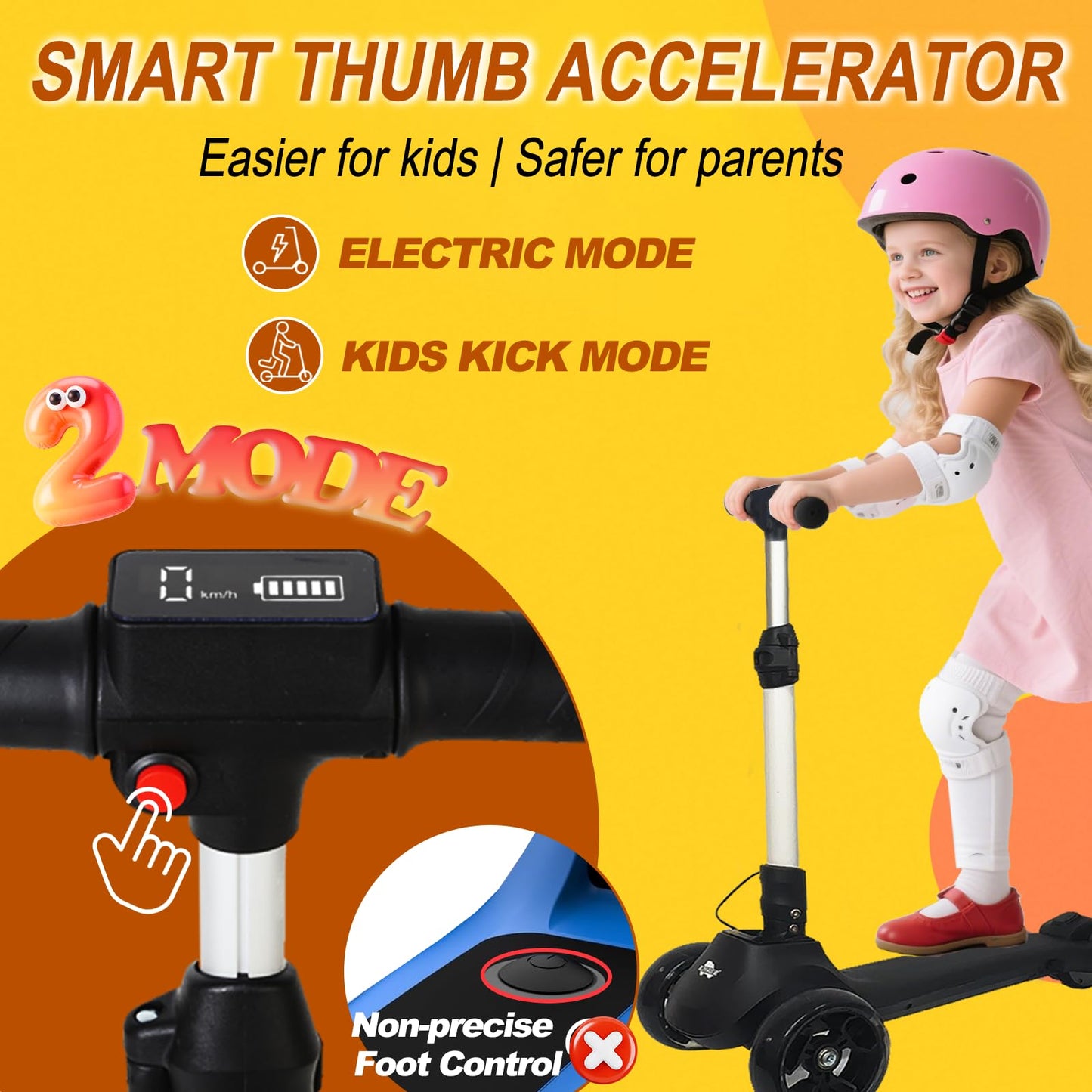 24V Electric Scooter for Kids, 3 Wheel Kick Scooter w/LCD Screen, 150W Motor, Thumb Throttle, 3 Height, 5Mph Speed, Light-up Wheels & Wide Deck, Foldable Balance Scoot for Boys, Girls 3-8, BL