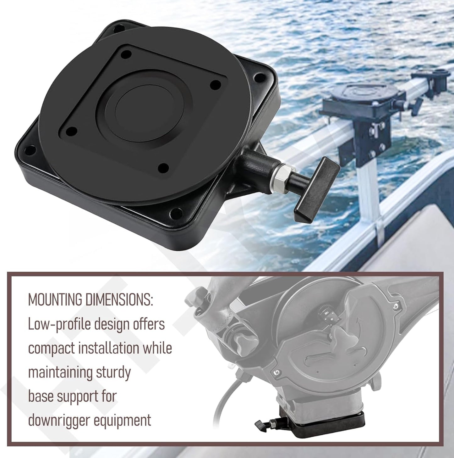 2 Pack 2207003 Standard Low-Profile Swivel Base w/Hardware Compatible with Cannon Downrigger Mount 3991913