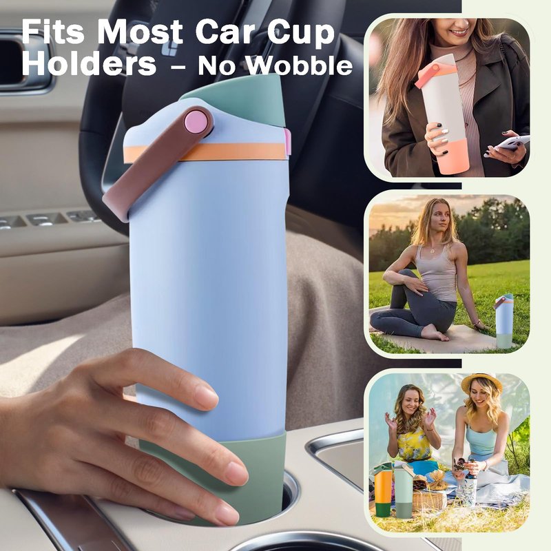 Kaitiaki 2PCS Silicone Higher Boot for Owala 40oz 30oz FreeSip Sway Tumblers, Protective Anti-Slip Bottle Bottom Sleeve Accessories Fits Most Car Cup Holder, BPA-Free(Eucalyptus)
