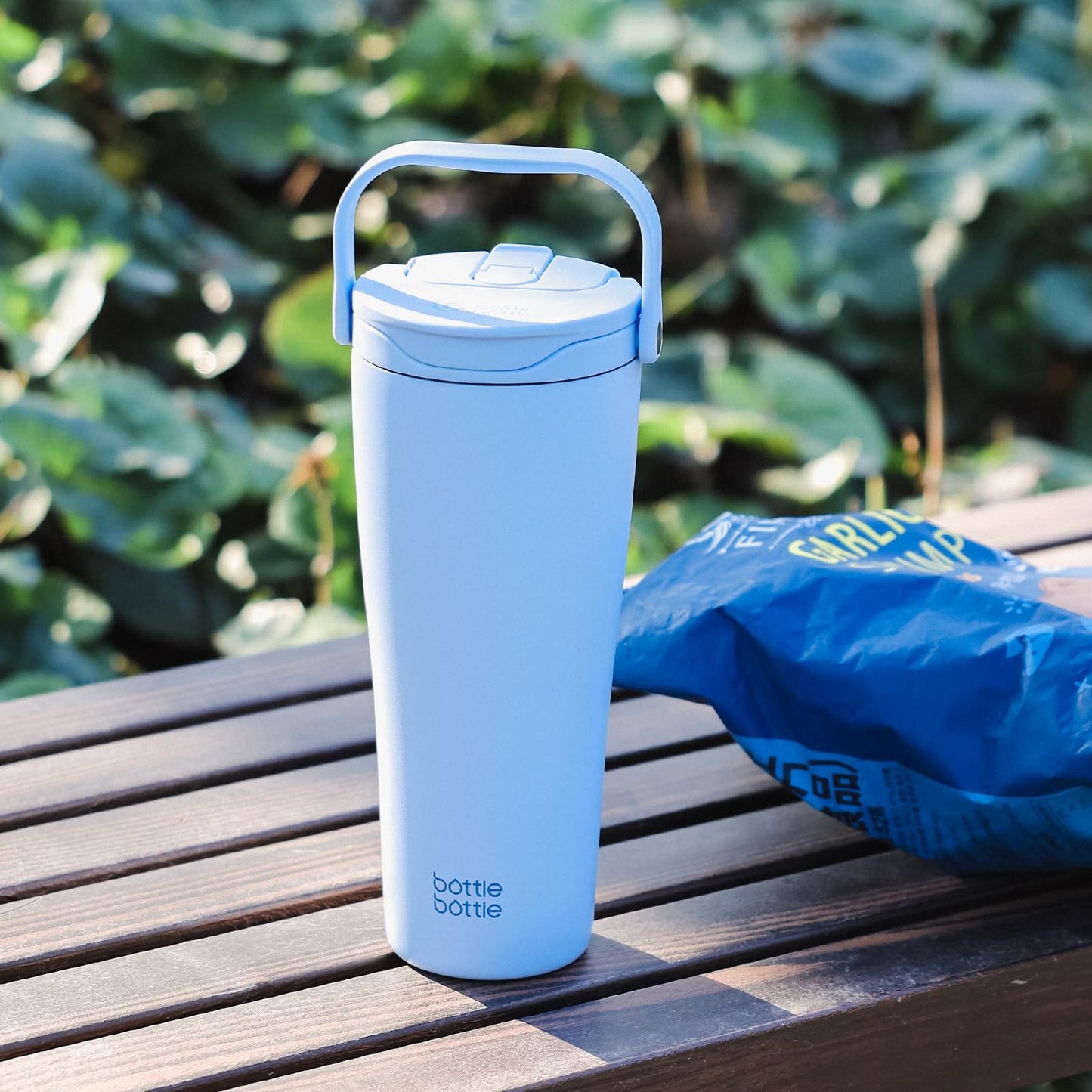 BOTTLE BOTTLE Insulated Tumbler with Handle & Straw Lid, 30oz Stainless Steel Leak-Proof Water Bottle for Hot & Cold Drinks, Add Ice Without Unscrewing, BPA-Free for Travel, Sports, Office(Blue)