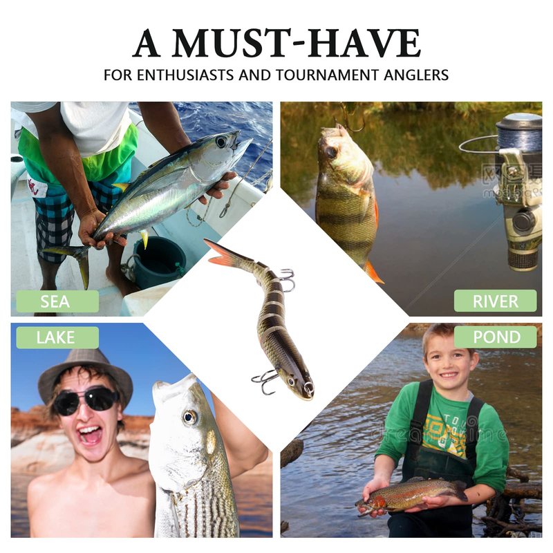 Pumowu Fishing Lures Set - Multi-Stage Bait, Slow Sinking Bionic Bait for Freshwater & Saltwater Bass - Men's Fishing Gift