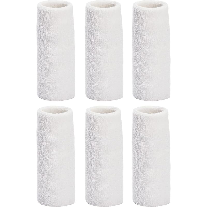 Unique Sports Wrist Towel 6 Pack - 6 Inch White Wristbands