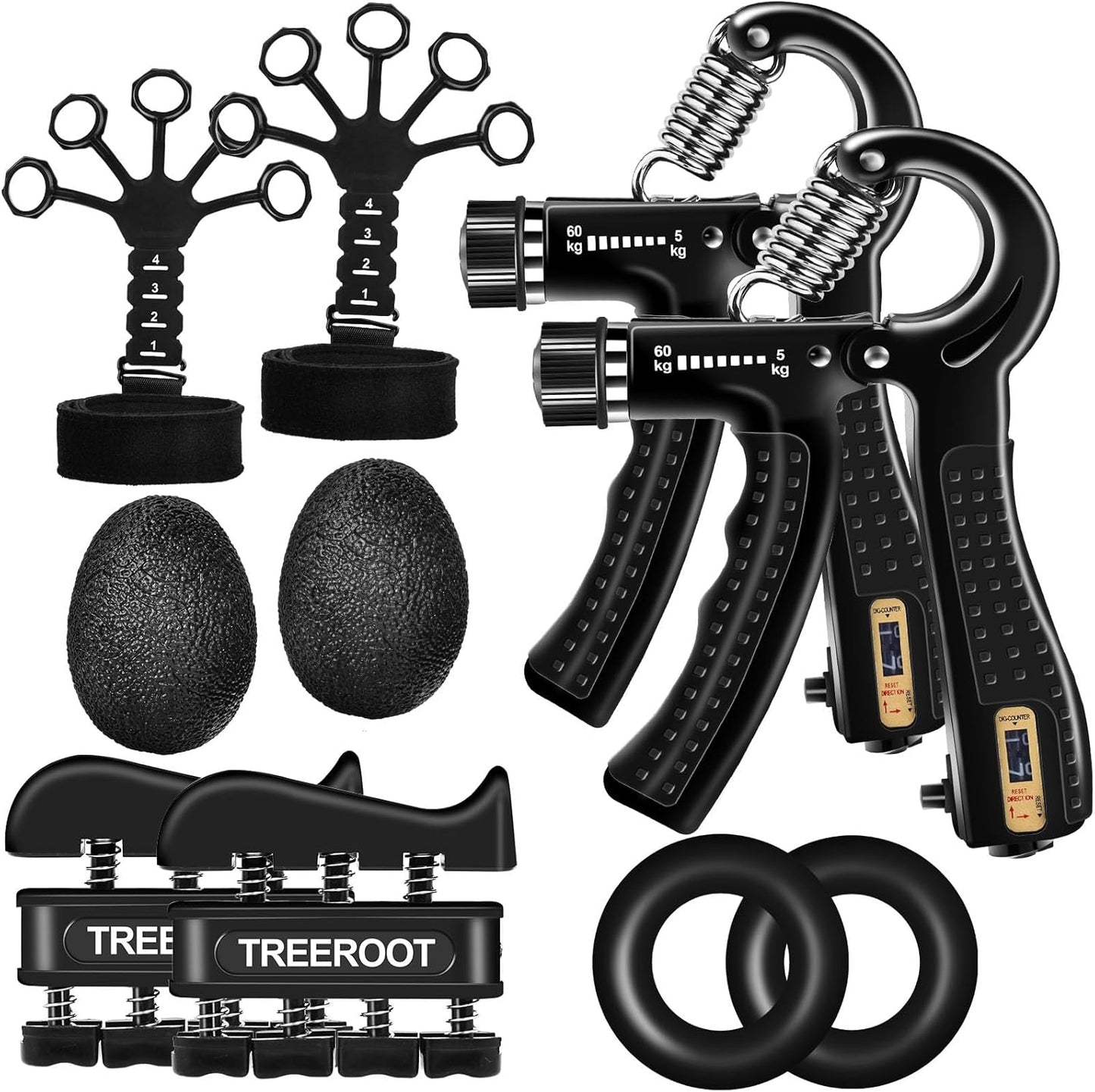 10PCS Grip Strength Trainer Kits, Hand Gripper Strengthener, Forearm Strengthener, Forearm Exerciser, Finger Grip Strengthener, Wrist Strengthener, Stress Relief Ball, Grip Ring, for Muscle Building, Hand Exercisers for Therapy