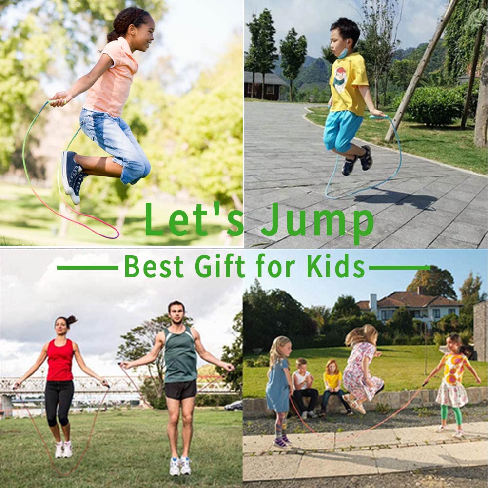 EGOSKY Jump Rope Kids, 7.2ft Children Adjustable Cotton Skipping Rope with Wooden Handle for Boys Girls Fitness Outdoor Activity Green