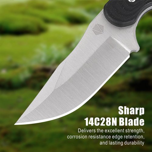 REAT Fixed Blade Knife with Kydex Sheath, 5" 14C28N Steel Blade with Full Tang Desgin,Ergonomic G10 Handle, Mini Neck Knife for Camping,Hunting,Outdoor