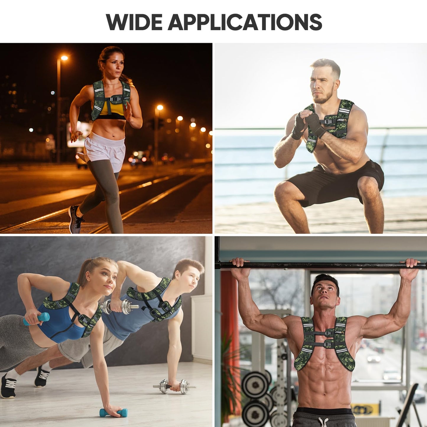 APEXUP 25lbs Weighted Vest Men Women, Weight Vest for Women Workout Equipment for Strength Training Running (Green Digi Camo)
