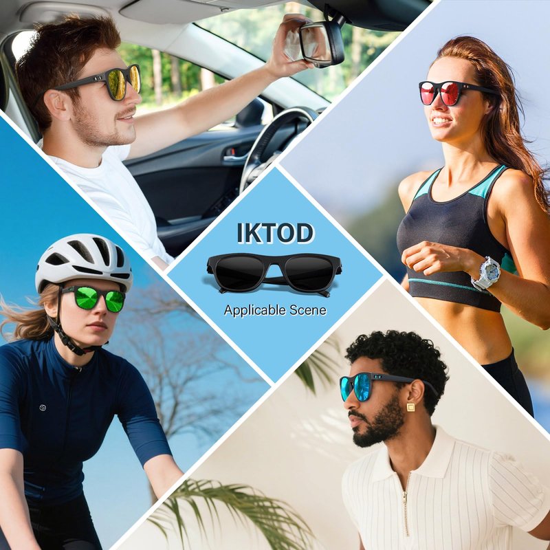 IKTOD 4 Pack Polarized Sunglasses for Men and Women,UV Protection Mens Sun Glasses for Fishing Running Cycling Driving (4 Pack-Black/Red/Blue/Green-M02)