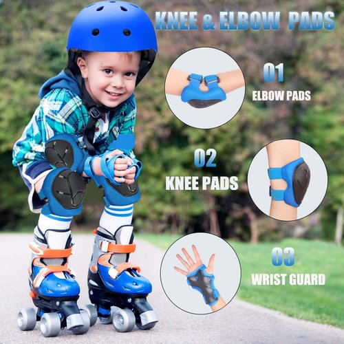 Kids Bike Helmet Set Adjustable Helmet for Ages 3-15 Kids Toddler Boys Girls Youth, Multi-Sport Bicycle Skateboarding Football Rollerskating Scooter Rollerblade Balance Bike Helmets