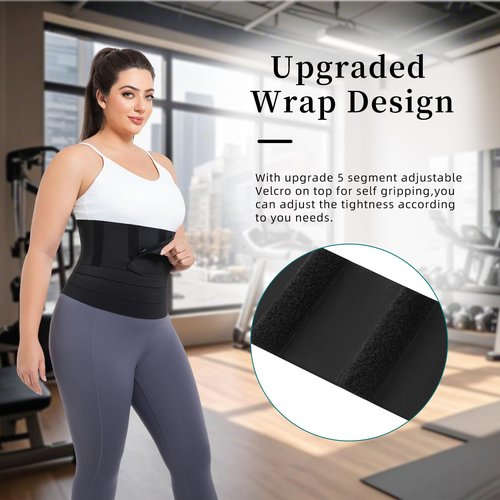 LoyMoo Waist Trainer for Women Plus Size 2025 Upgrade Adjust Stomach Bandage Wrap Waist Band Long Torso Tummy Wraps Belly Body Shaper Waist Trimmer Belt Black
