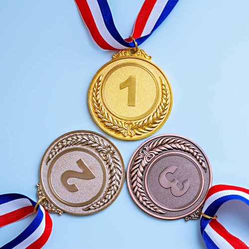 24 PCS Gold Silver Bronze Award Medals with Ribbons ,Victor Medals for 1st 2nd 3rd,Medals for Awards Prepared to Sports Competitions Party Olympic Decorations and Olympic Style 2 Inches