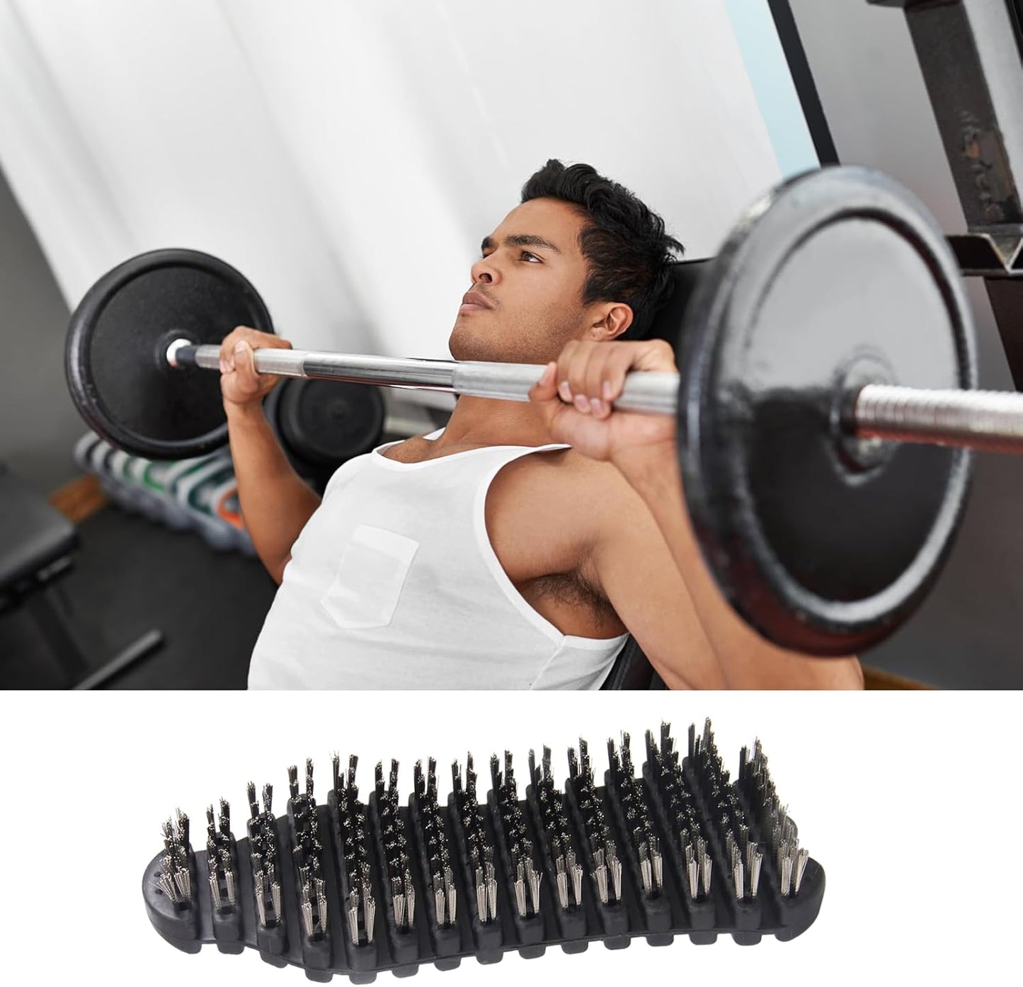 2 Pack Barbell Cleaning Brush Kit, Nylon and Wire Barbell Brush for Cleaning Weighted Bars, Cleaning Supplies Stiff Brush for Strength Training Bars, Barbell, Dumbbells, Weight Trays