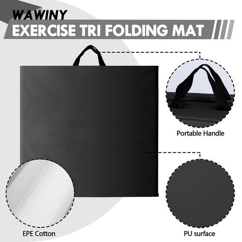 WAWINY 6ft x 2ft Folding Gymnastics Mat - 2-Inch Thick High Density Foam Yoga Mat, Non-Slip Gym Floor Mat for Home Workouts, Pilates & Stretching, Waterproof Oil-Proof Portable Exercise Mat.