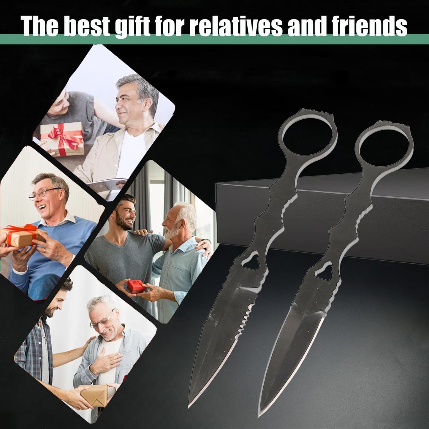 2Pcs Fixed Blade Knife With Sheath, Protable Fixed Blade Knife, With Cilp for Camping Hiking Fishing