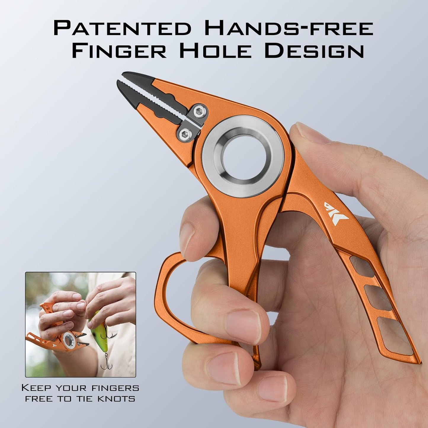 KastKing Micro Gila Fishing Pliers, Integrated Finger Hole, Aircraft Grade Aluminum, Fishing Tools, Saltwater Resistant Fishing Gear, Tungsten Carbide Cutters, Burt Orange