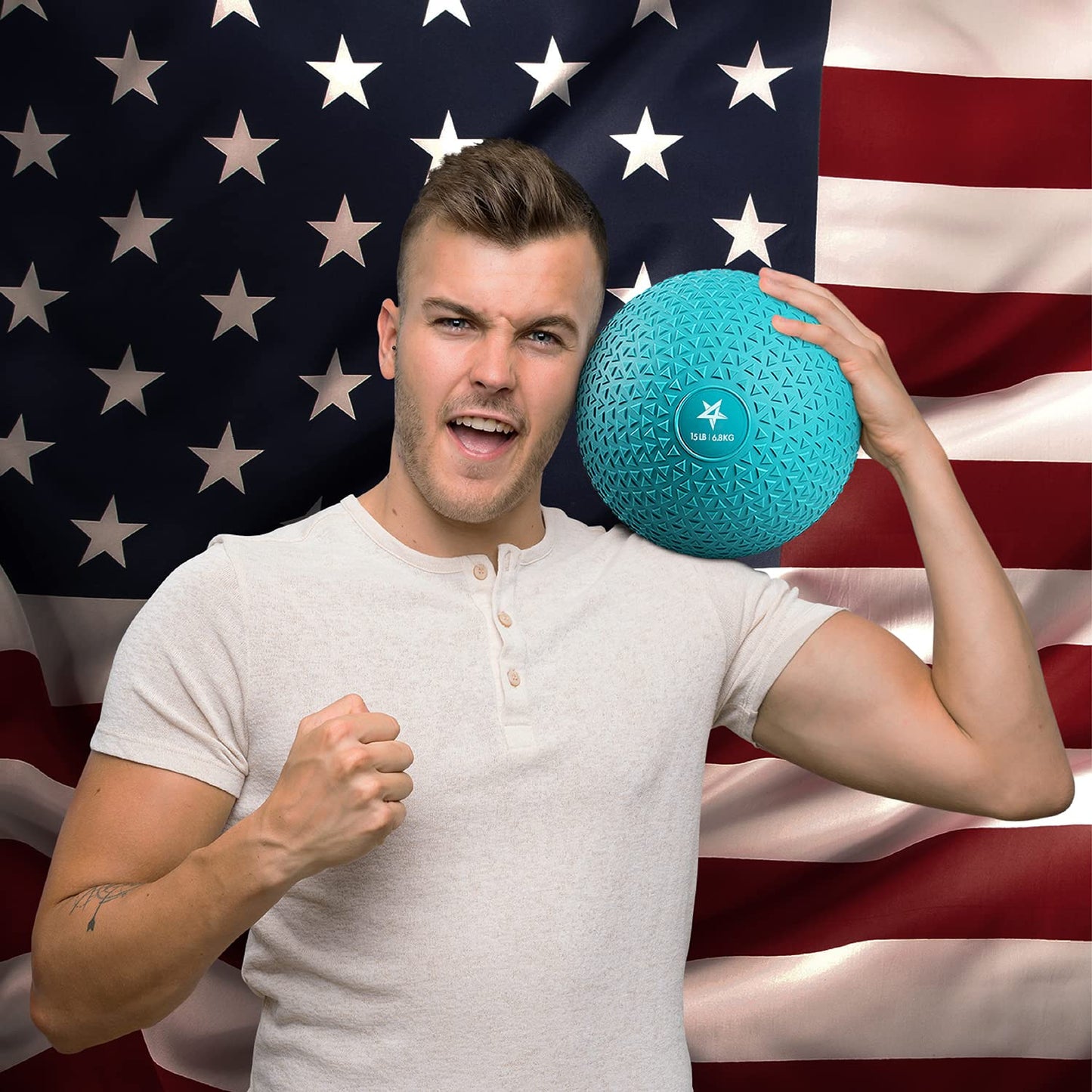 Yes4All Slam Balls, 10-40lb Weighted Ball Weight, Durable PVC Sand Filled Workout Dynamic Slam Ball for Strength Training, Triangle, Teal, 10lbs