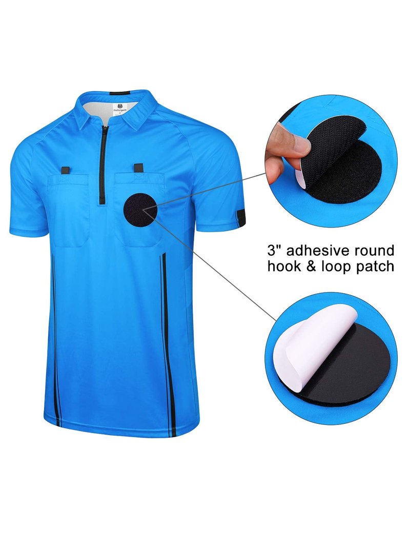 FitsT4 Sports Pro Soccer Referee Jersey Short Sleeve Ref Shirts Blue Large