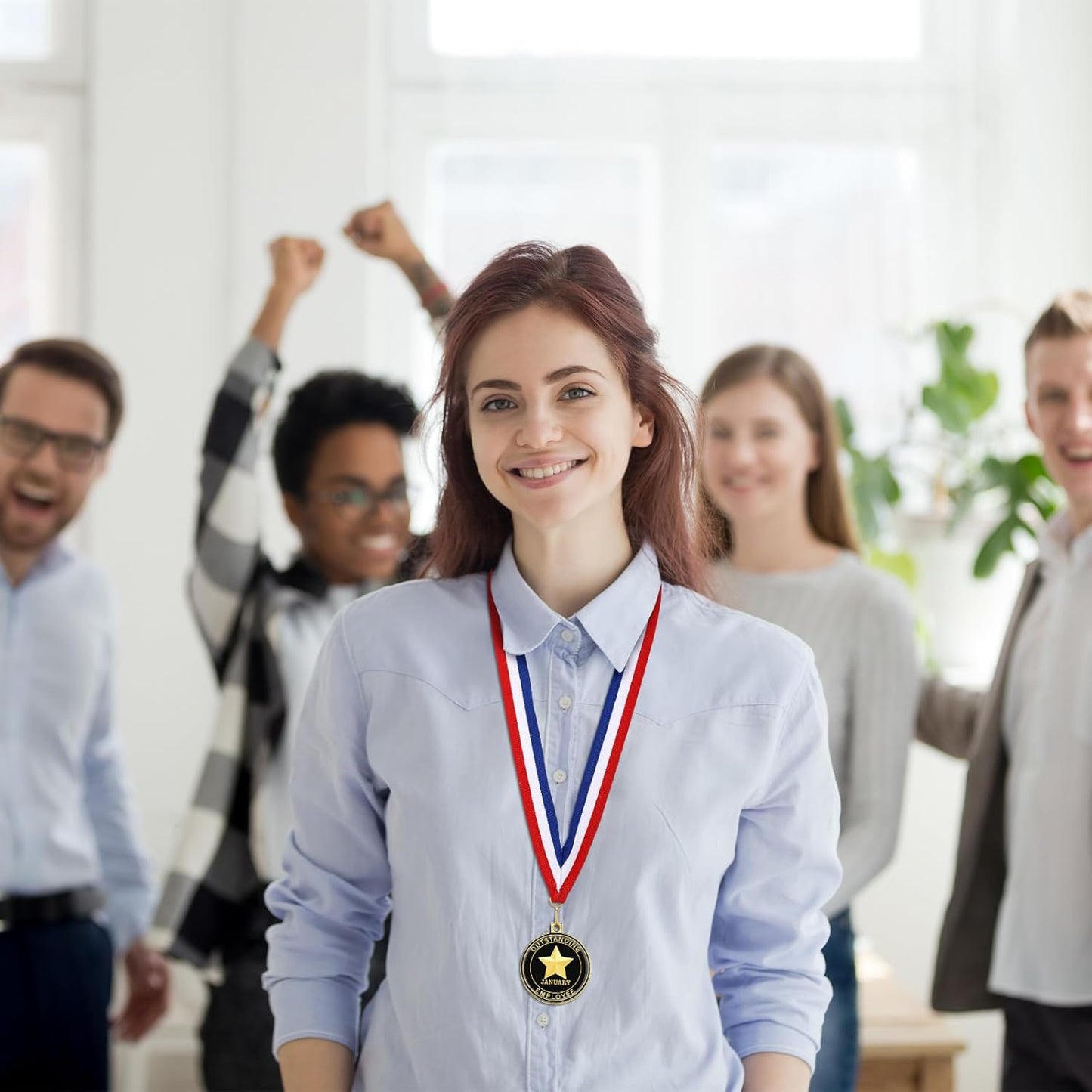 12 Pcs Employee of the Month Medal with Neck Ribbons You Make a Difference Award Medals Employee Appreciation Gifts 1-12 Month Gold Enamel Star Recognition for Coworker Team Staff Retirement Reward