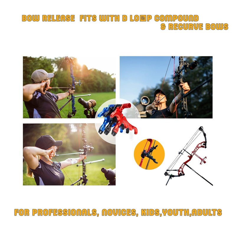 sntxmy Bow Release for Compound Bow 360° Rotatable Thumb Release for Compound Bow Archery Trigger Release (Black)