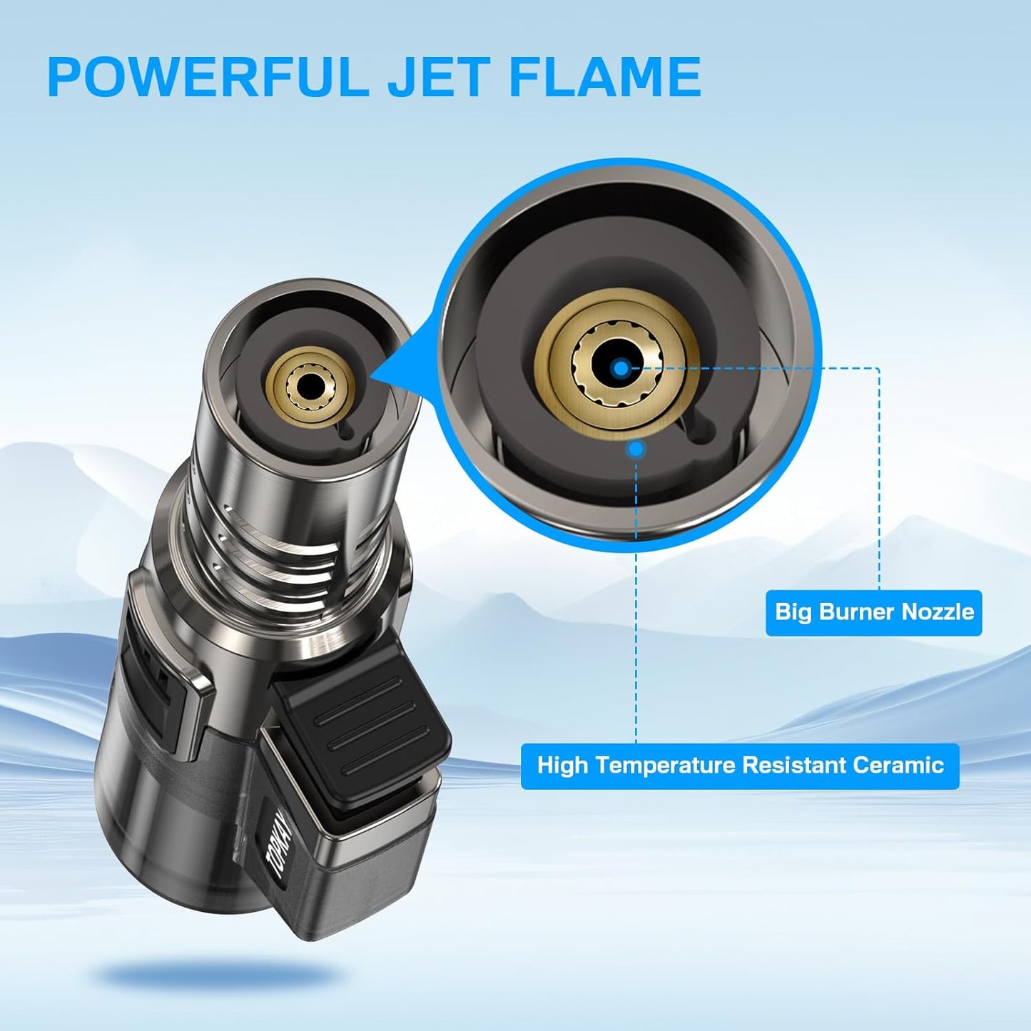 2 Pack Torch Lighter Jet Flame Butane Lighter Refillable Mini Torch Lighter for Candles Grill BBQ Fireworks Camping (NO PREFILLED)