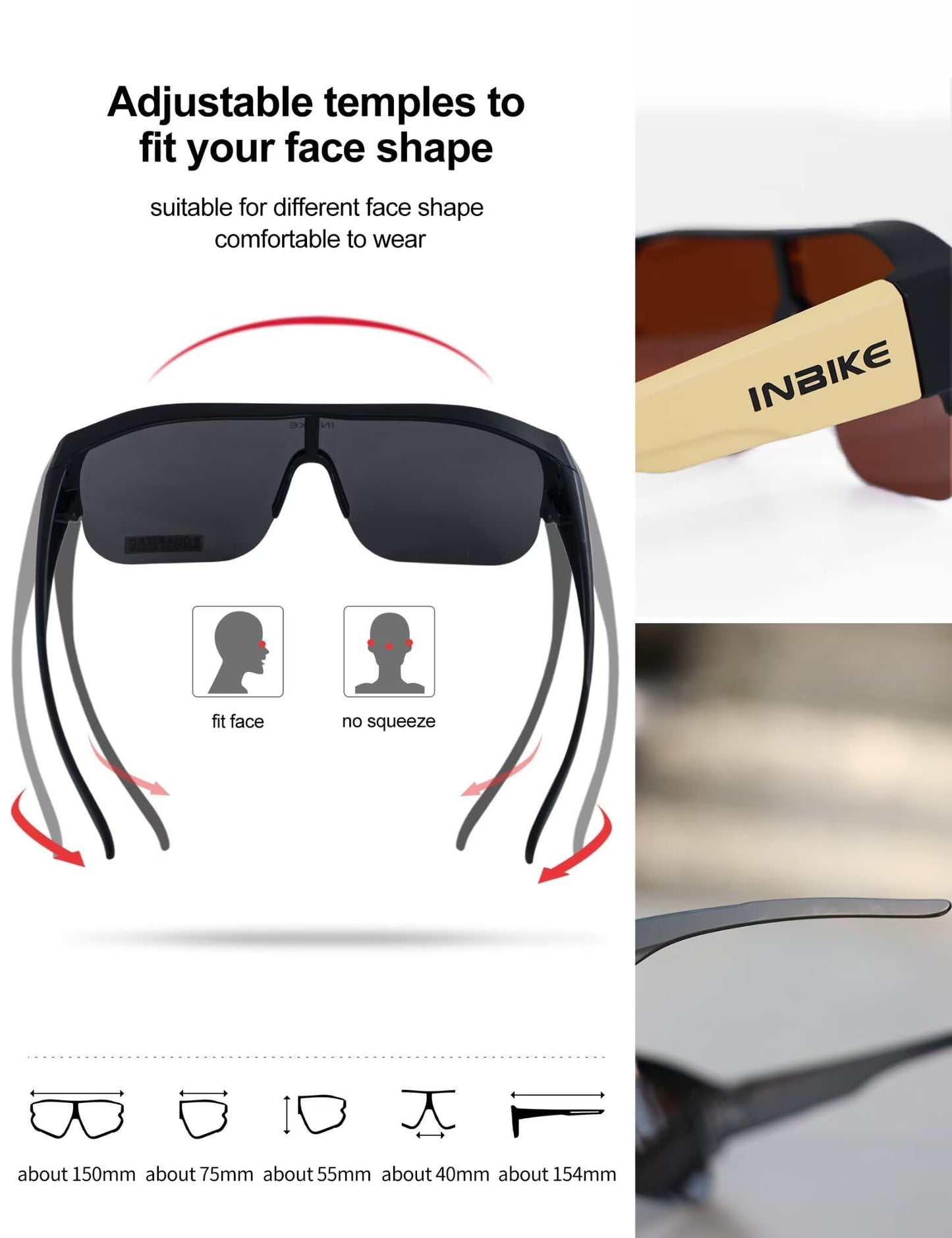 INBIKE Polarized Fit Over Glasses Sunglasses UV400 Protection for Men Women Cycling Driving