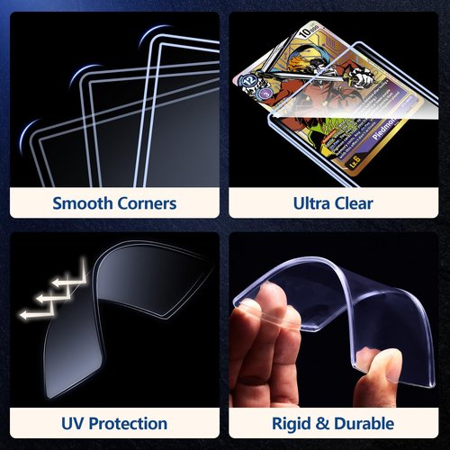 32ct Card Sleeves Hard Plastic, EDUDIIU 3" x 4" Top Loads for Cards, 35PT Hard Card Protectors, Rigid Toploads Hard Plastic for Yugioh, Baseball, Sports Cards
