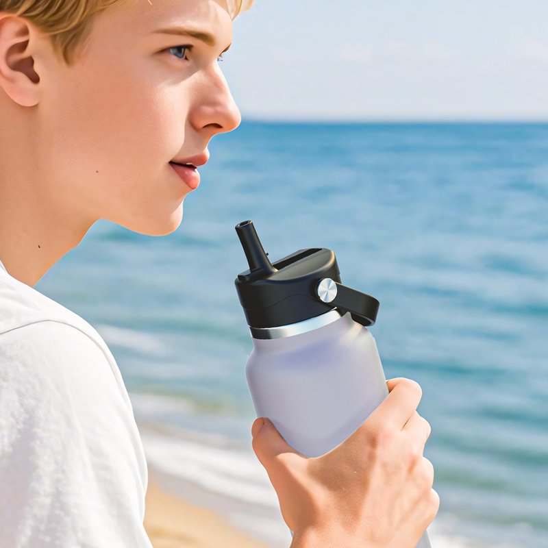 Straw Lid for Hydro Flask Wide Mouth, Lids with Straw for Hydroflask 12 16 18 20 32 40 oz Wide Mouth, Replacement Straw Cap for Hydroflask, Top Sport Bottle Lid (Black/Laric)
