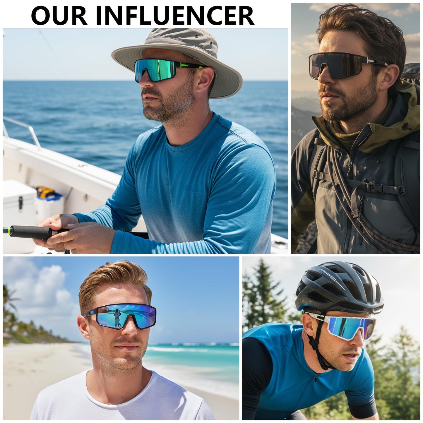 IKTOD 3 Pack Polarized Running Sunglasses for Women Mens Sunglasses UV Protection for Cycling Baseball Fishing (3-Pack-Blue Black/Red Black/Green Black-W06)
