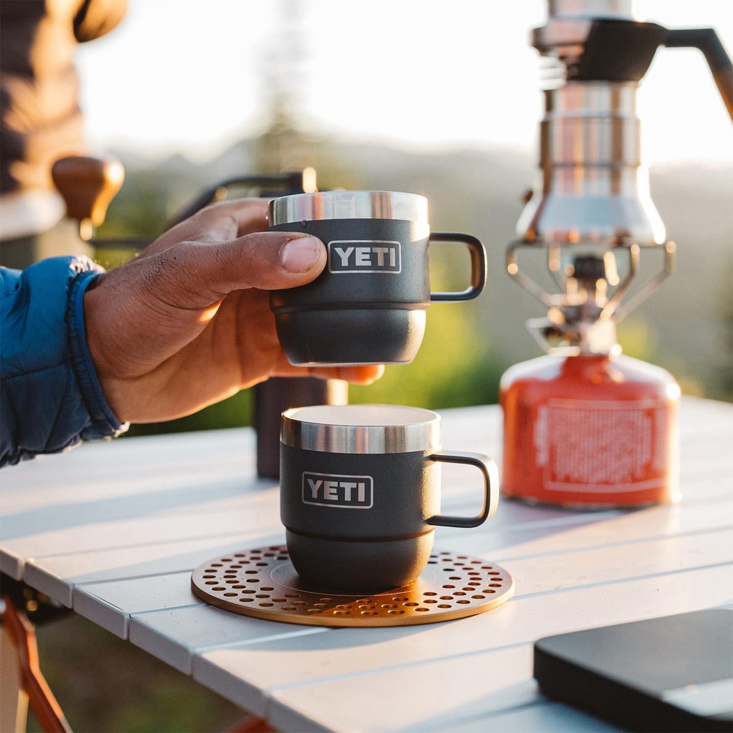 YETI Rambler 6 oz Stackable Mug, Stainless Steel, Vacuum Insulated Espresso/Coffee Mug, 2 Pack, Tropical Pink
