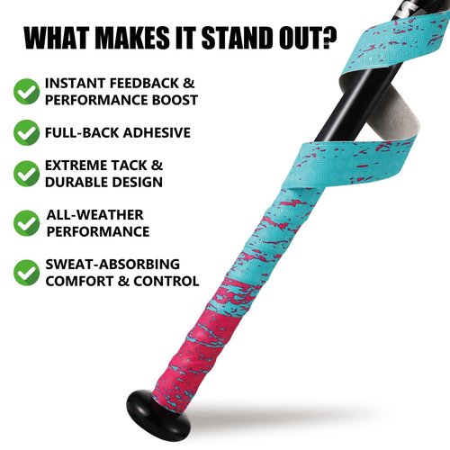 1.1mm Bat Grip Tape, Greek Key Double-Stamping Textured, Baseball & Softball Bat Tape for All-Weather Performance, Non-Slip, Precut for Easy Install