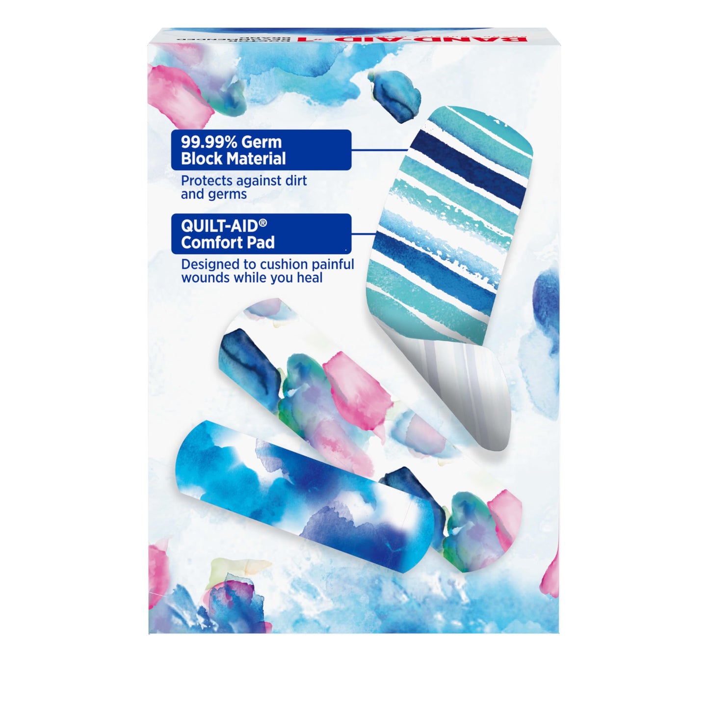 BAND-AID Brand Flexible Fabric Adhesive Bandages, Watercolor Designs, 30 Ct