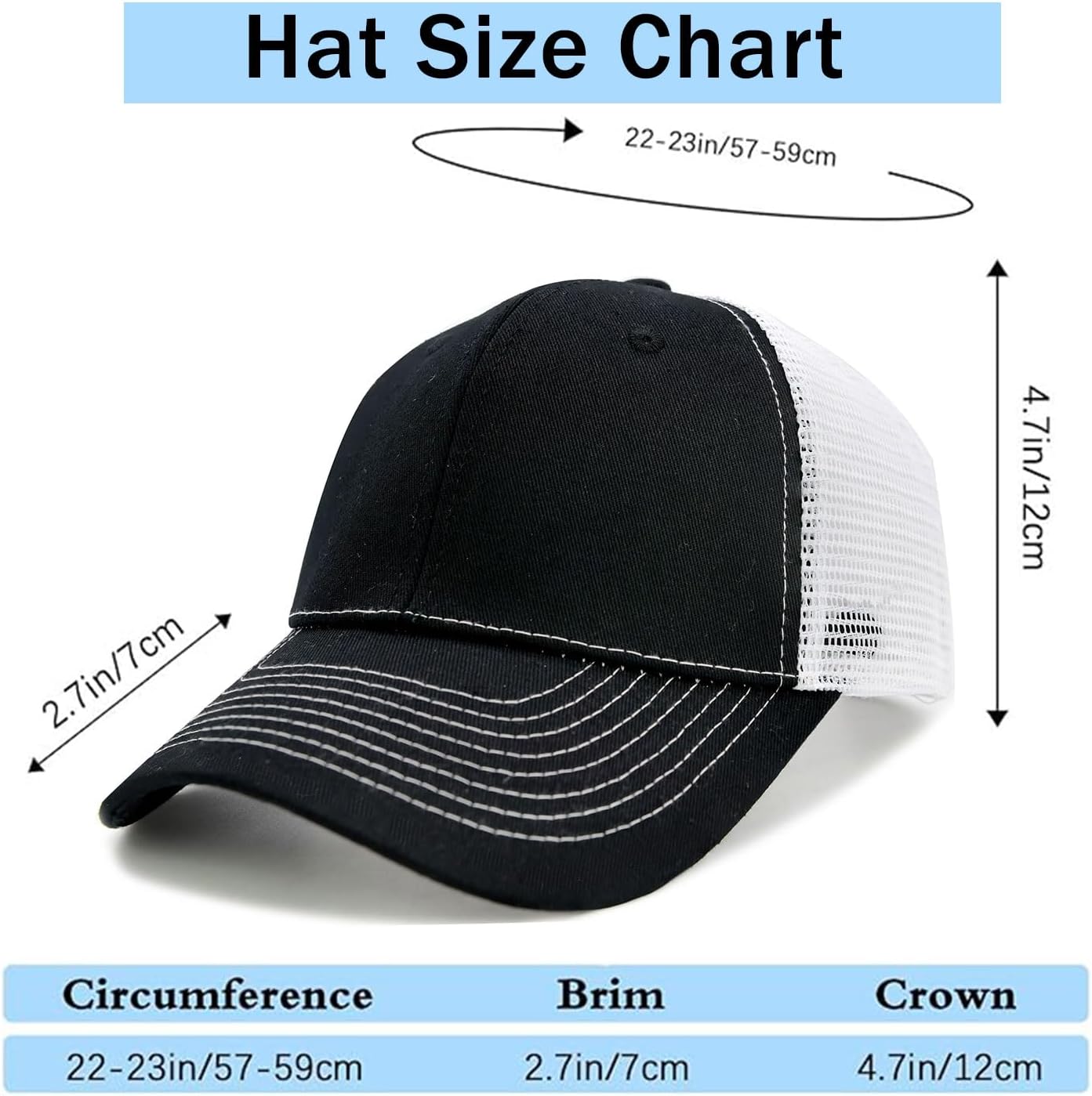 2-Pack Breathable Mesh Snapback Trucker Hats, Adjustable Baseball Caps for Men Women, Cotton-Poly Twill Outdoor