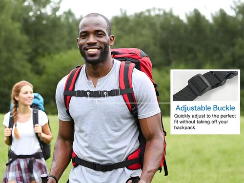 UANJBYO Extended Backpack Chest Strap Add-On | Professional Heavy-Duty Adjustable Backpack Sternum Strap with Quick-Release Buckle | Perfect for Hiking, Commuting and Daily Outdoor Use