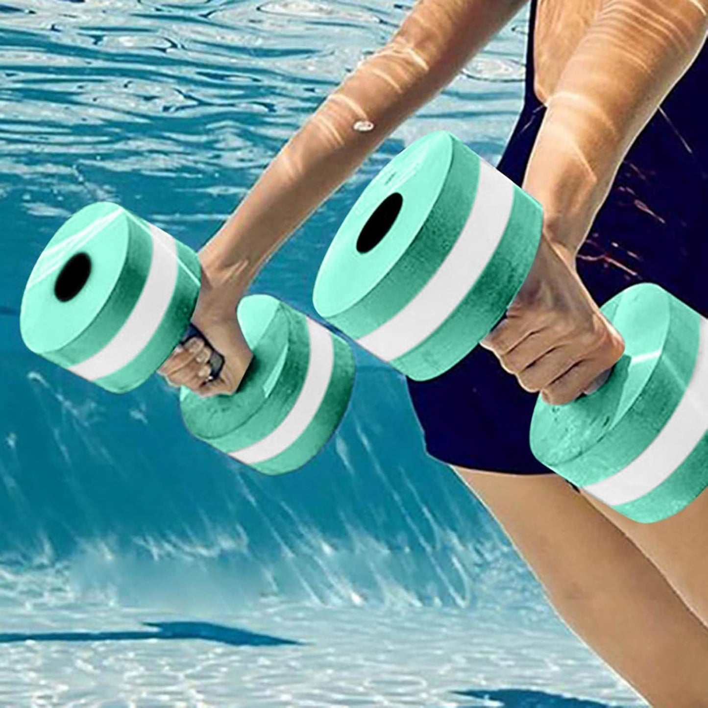 2-Pack Aquatic Foam Dumbbells - Lightweight EVA Pool Exercise Equipment for Water Aerobics & Resistance Training - Perfect for Swimming Pool Workouts