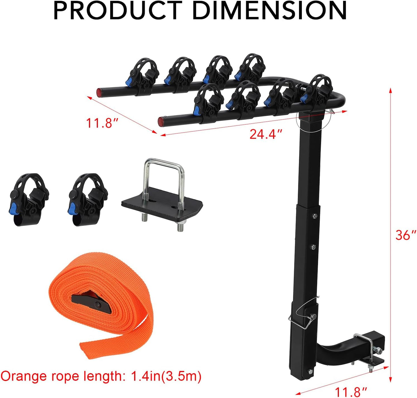 2 Bike Hitch Rack, Heavy-Duty Foldable Steel Bicycle Rack with Hitch and Anti-Rattle Straps, 2" Receiver Compatible, Easy to Assemble & Use, Bike Holder for Car, SUV, Truck