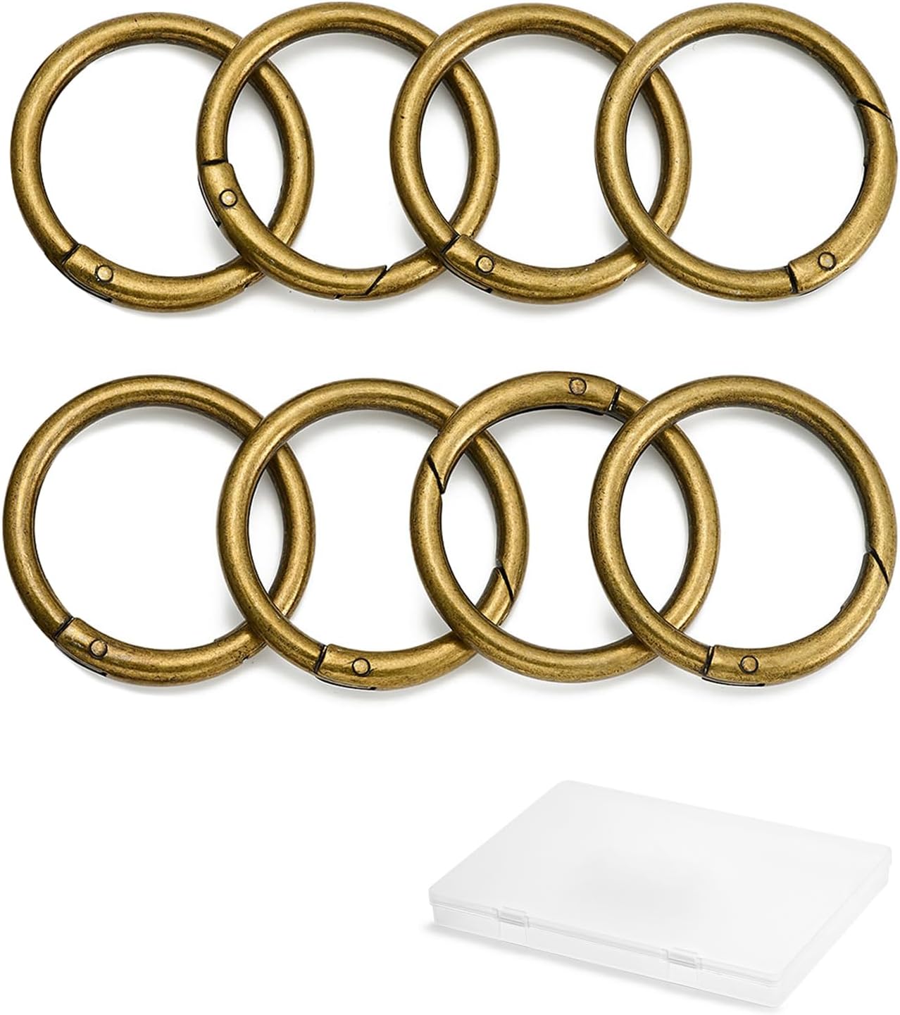 15pcs Trigger Spring O Rings Round,Metal Keychain Ring Round Carabiner Clips for Keyrings Buckle, Bags,Purses