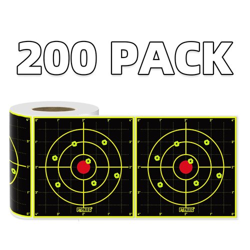 PTPHJEG 200 Pack Shooting Target 4 Inch Bulleye Super Splatter Paper Target and Adhesive Target.Shooting Outdoor and Indoor ranges.Rective for Rifle & Pistol & Airsoft & Air Rifle