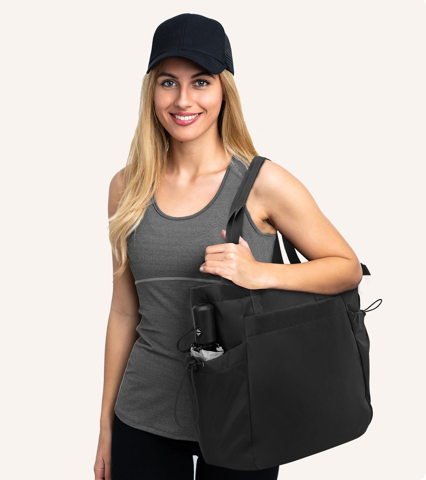 Marvolia Large Tote Bag for Women - Lightweight Travel Tote Handbags Work Tote Bags with Zipper for Gym Travel Work Shopping - Pink