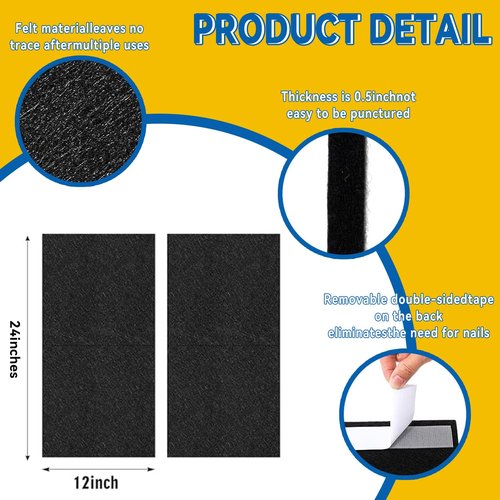 Dart Board Wall Protectors, 24" H X 24" W X 0.5" Thickness, Felt Wall Tiles Dart Board Wall Protector, Dart Board Surround, Dartboard Wall Protector, Dart Board Backboards Cork Board Alternative
