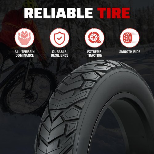 ZUKKA 20 x 4.0 E-Bike Tire 1/2 Pack Fat Tire High Performance Fat White Wall Replacement Folding Mountain Bike Tire High-Density Bike Tires for MTB E Bikes