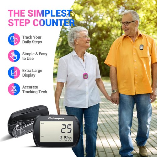3D Pedometer for Walking Step Counter with Clock, Simple Operation Portable Steps Tracker with Clip Lanyard, Black