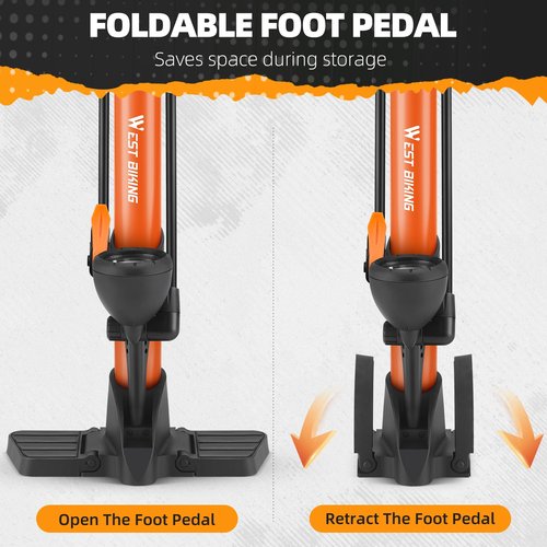 Bike Floor Pump, Bikes Pump with Gauge,Bicycle Air Pump with High Pressure 160 Psi, Bike Tire Pumps with Presta Schrader Valves, Bicycle Air Pump with Gauge, Fits Road Bikes MTB E-Bike, Ball (Orange)