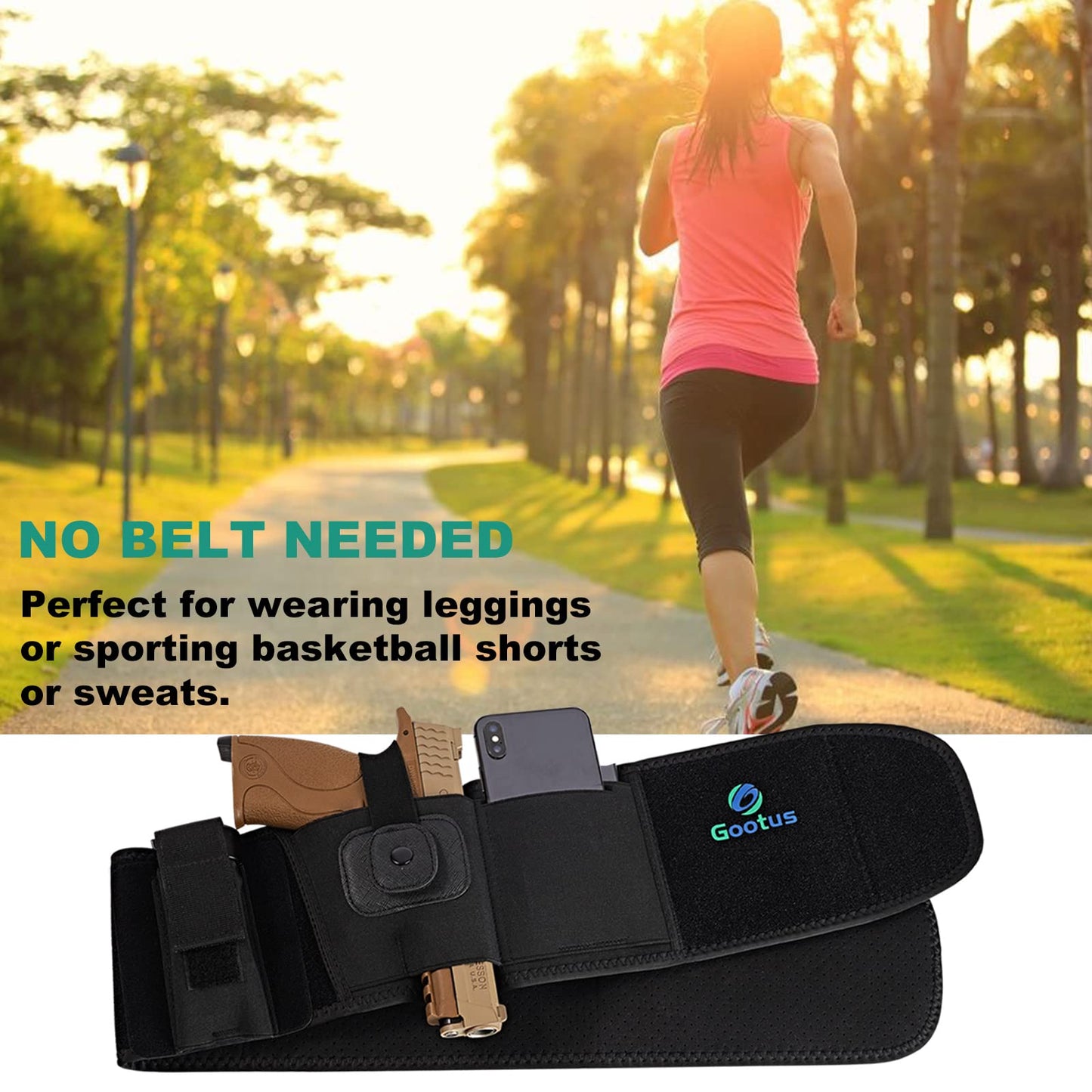 Gootus Belly Band Holster for Concealed Carry - Gun Holsters for Women and Men - Fits Glock, Ruger LCP, Taurus G2C, S&W M&P 40 Shield Bodyguard, Sig Sauer, etc