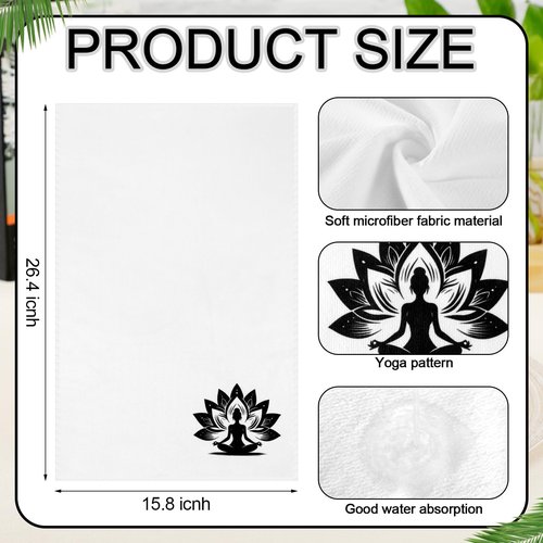 Peryiter 6 Pack Lotus Flower Meditation Yoga Hand Towels 16x26'' Microfiber Sweat Yoga Hot Towel Quick Drying Pilates Accessories Gifts for Women Gym Supplies Funny Yoga Gift for Women and Men