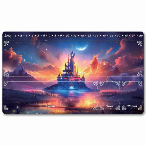 Lorcana Playmats Compatible TCG MTG Gaming Mat Non-Slip Rubber with Zones Play Mat 24x14 Inches (dsy005)