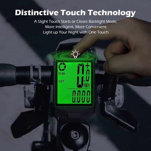 PRUNUS Bike Speedometer and Odometer Wireless Waterproof Bicycle Computer with Touch Sensor Switch, Big Digital LCD Screen, Automatic Wake-up for Outdoor MTB Road Cycling and Fitness…